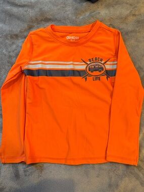 OshKosh B'gosh Orange Long-Sleeve 'Beach Life' Graphic Tee with Navy Stripe